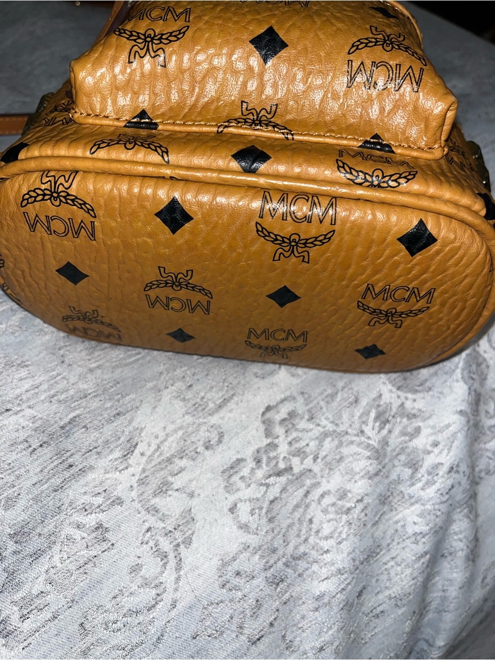 MCM Cognac Logo Mini Backpack Crossbody Bag - Picture 6 of 13